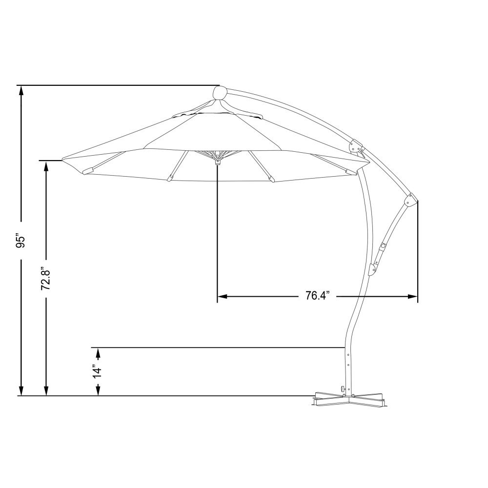 9' Round Offset Patio Umbrella Sunbrella